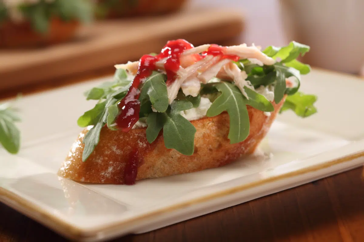 Turkey Crostini with Cranberry Drizzle