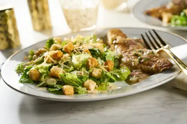 Creamy Truffle Caesar Salad with Branzino