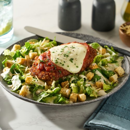 Creamy Truffle Caesar Chicken Cutlet Salad