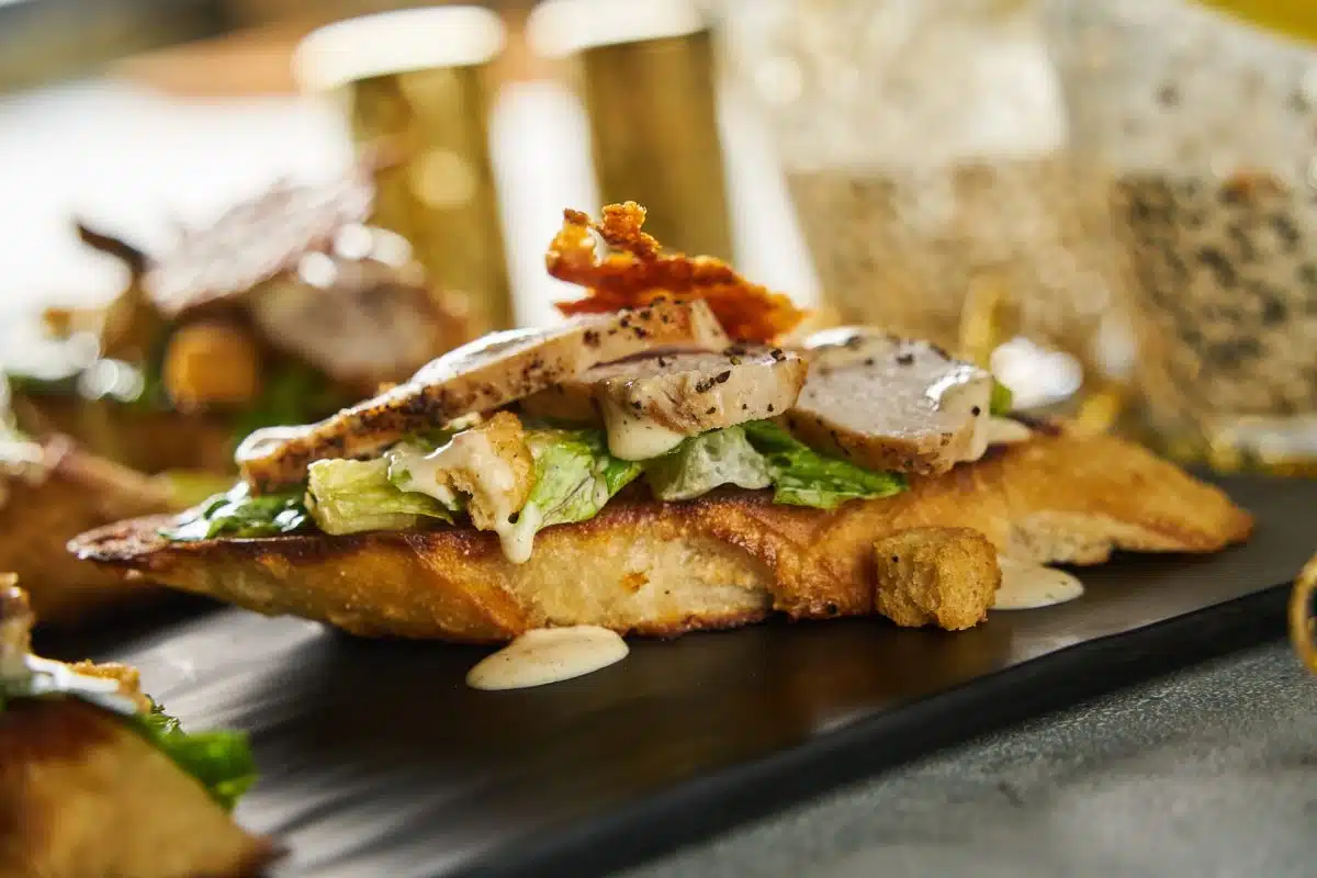 New Year’s Creamy Truffle Caesar Chicken Crostini