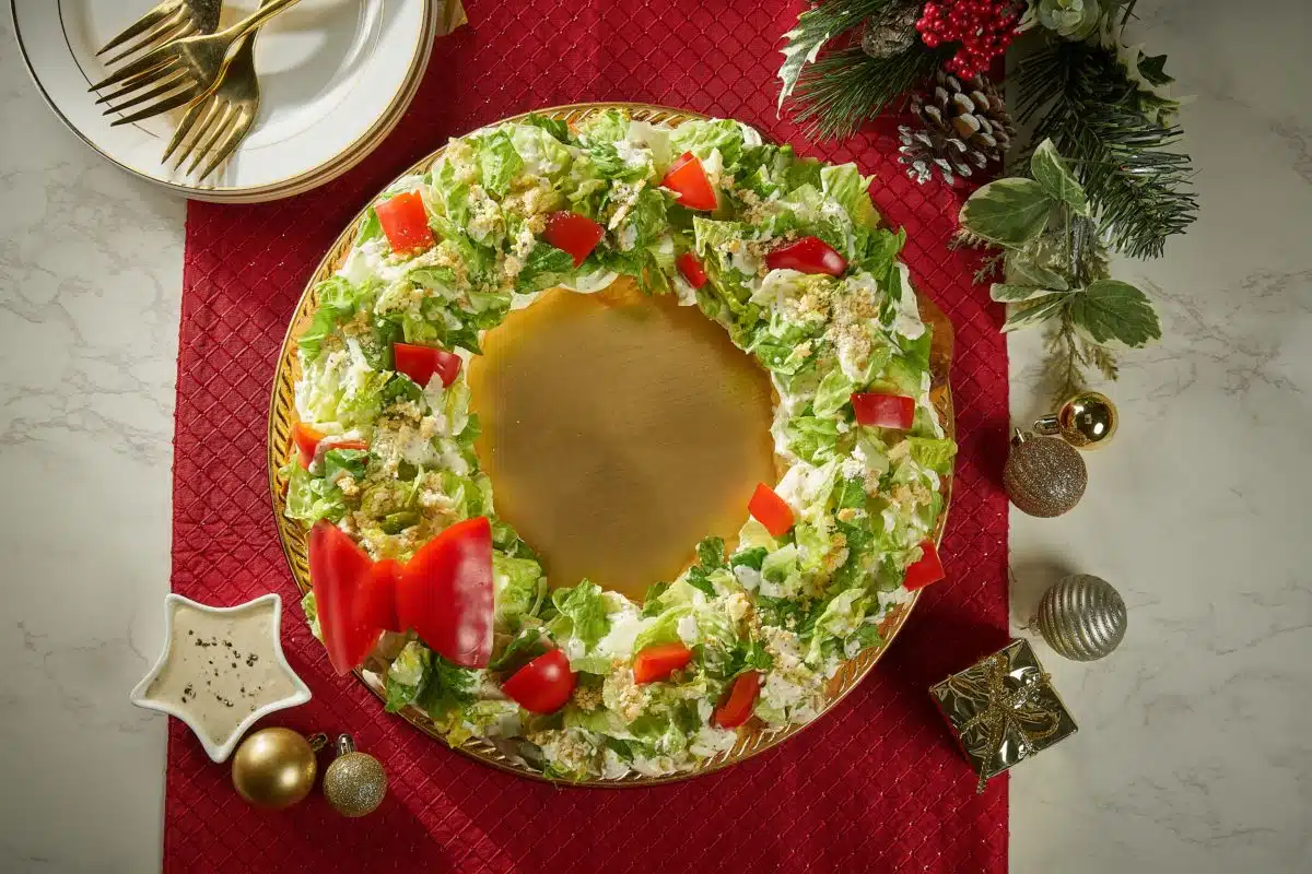 Pull-Apart Holiday Caesar Salad Wreath